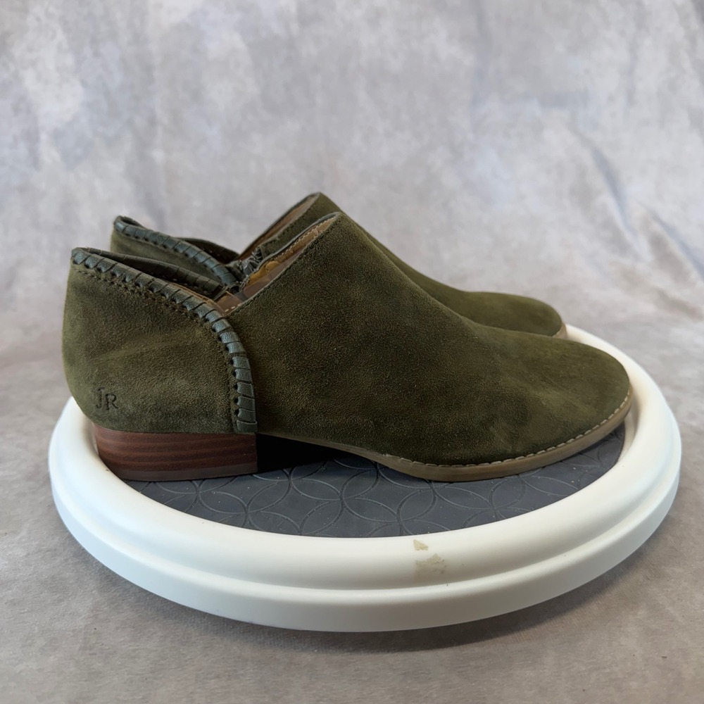 Jack Rogers Booties Womens 7 Olive Green Suede Whipstitch Ankle Boots